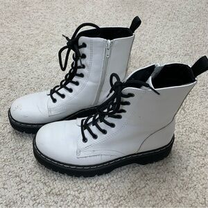 White Combat Boots
